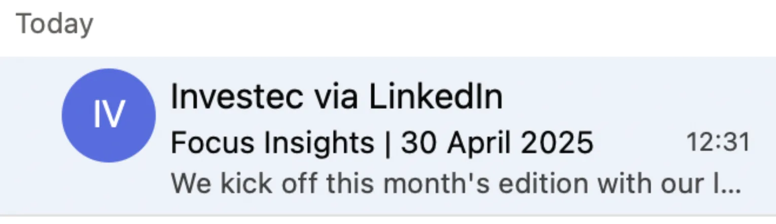 (Investec leveraging the power of LinkedIn newsletters)